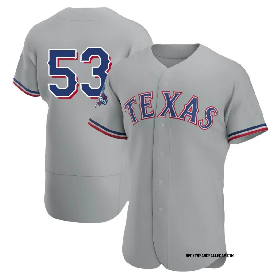 Adolis Garcia Men's Texas Rangers Gray Authentic Road 2023 World Series Champions Jersey