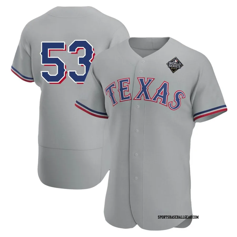 Adolis Garcia Men's Texas Rangers Gray Authentic Road 2023 World Series Jersey