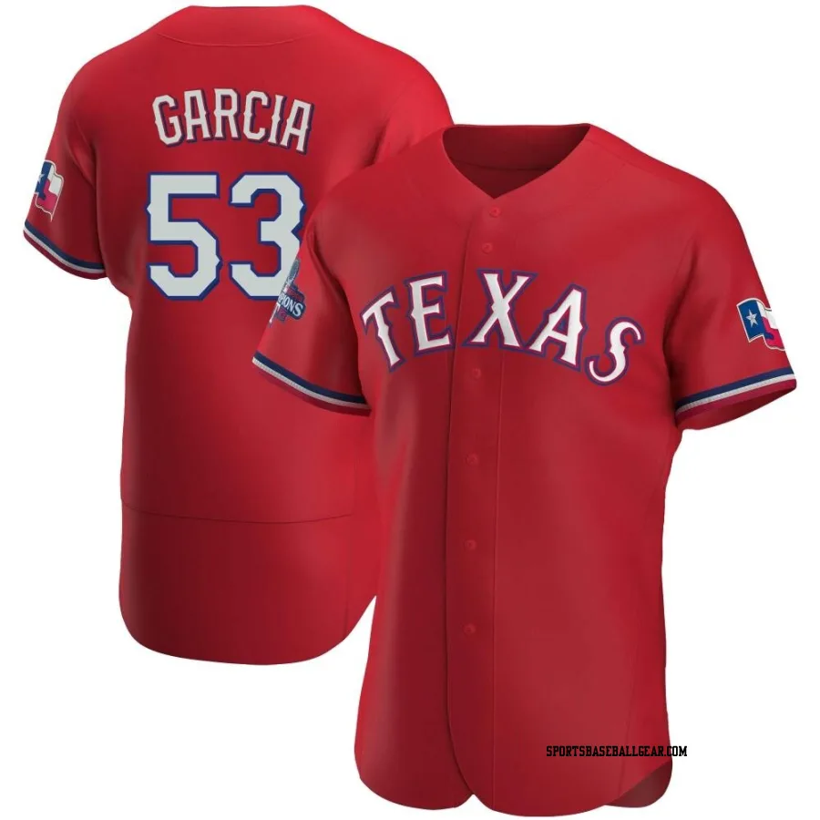 Adolis Garcia Men's Texas Rangers Red Authentic Alternate 2023 World Series Champions Jersey