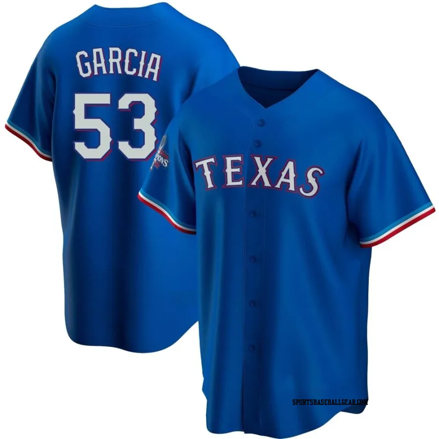 Adolis Garcia Men's Texas Rangers Royal Replica Alternate 2023 World Series Champions Jersey