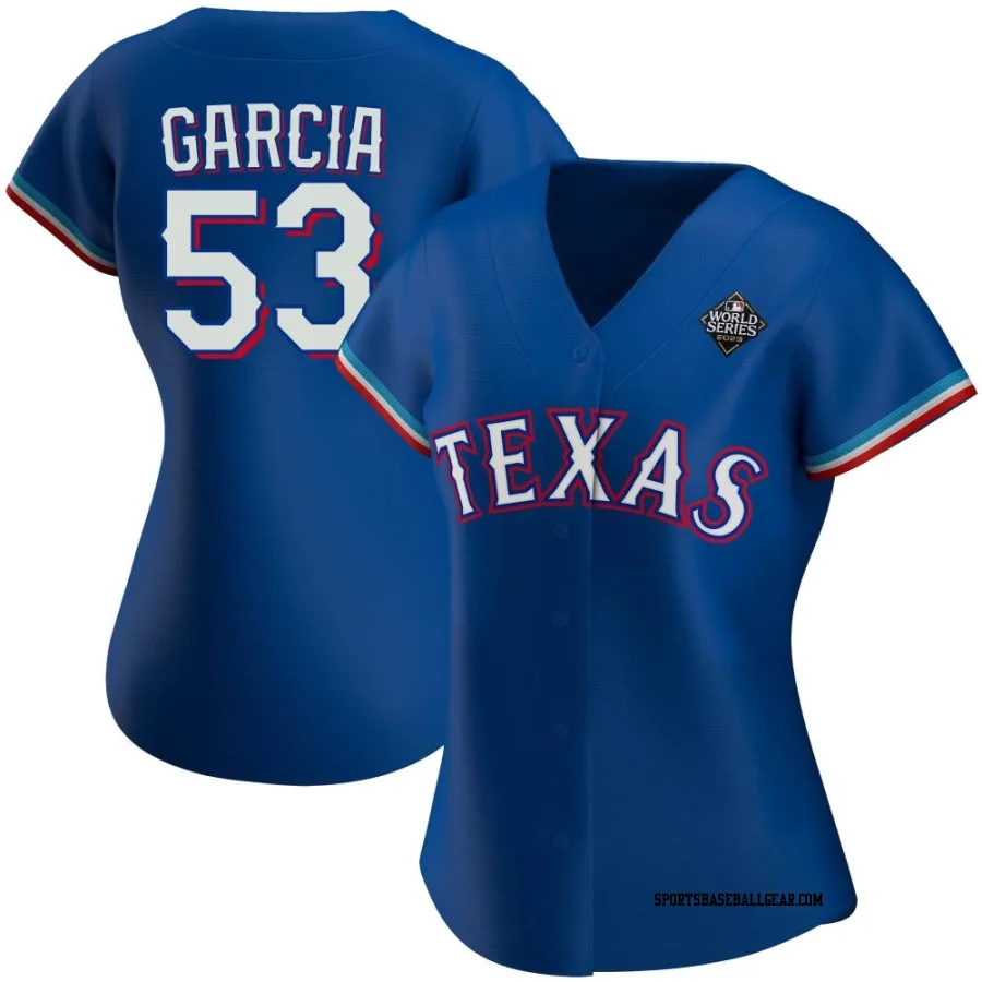 Adolis Garcia Women's Texas Rangers Royal Authentic Alternate 2023 World Series Jersey