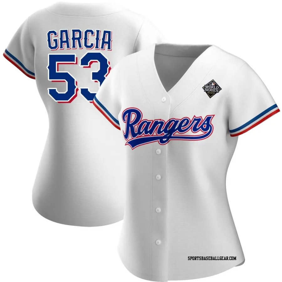 Adolis Garcia Women's Texas Rangers White Authentic Home 2023 World Series Jersey