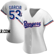 Adolis Garcia Women's Texas Rangers White Replica Home 2023 World Series Champions Jersey