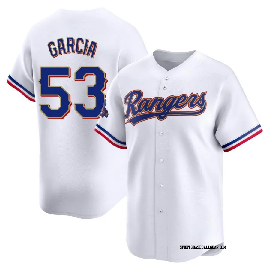 Adolis Garcia Youth Texas Rangers Gold Limited White 2024 Collection Jersey