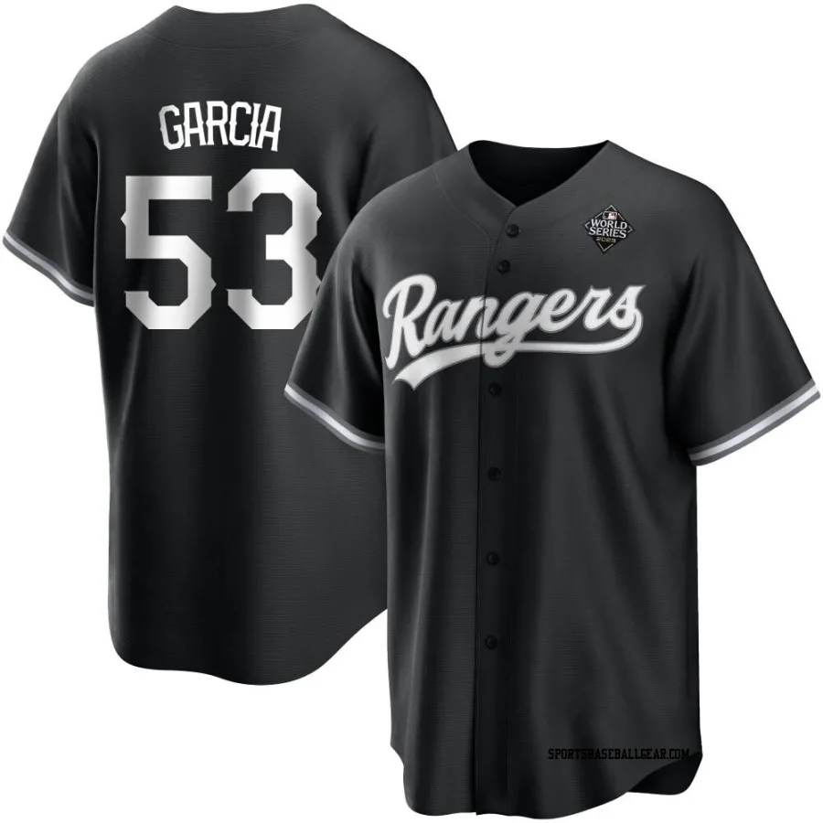 Adolis Garcia Youth Texas Rangers White Replica Black 2023 World Series Jersey