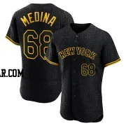 Adonis Medina Men's New York Mets Black Authentic Snake Skin City Jersey