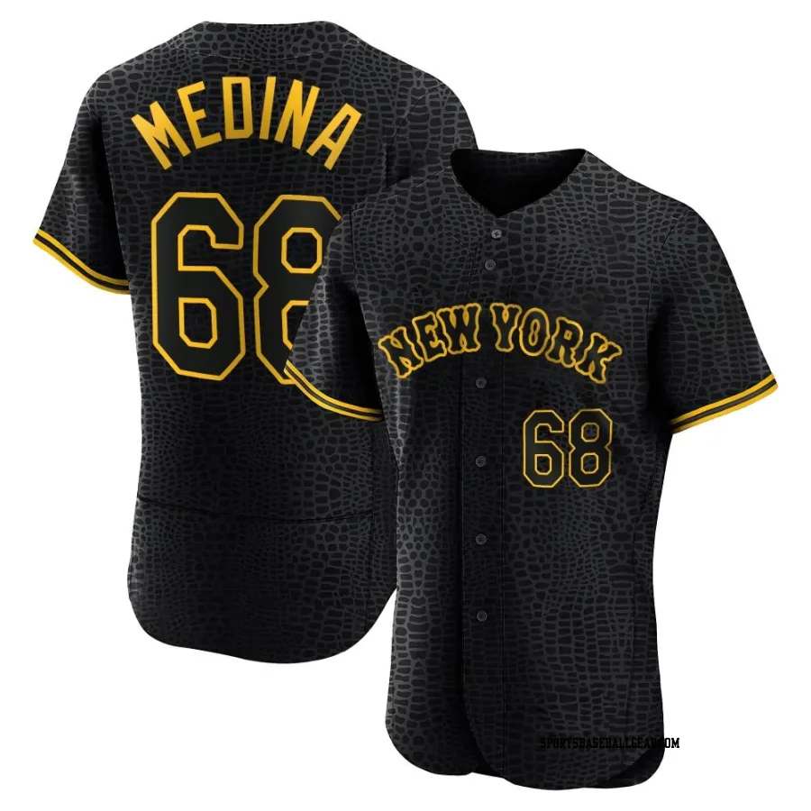 Adonis Medina Men's New York Mets Black Authentic Snake Skin City Jersey