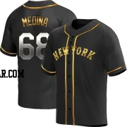 Adonis Medina Men's New York Mets Black Golden Replica Alternate Jersey