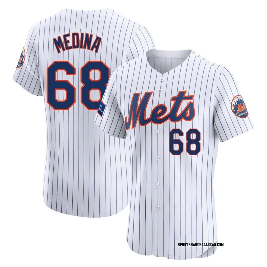 Adonis Medina Men's New York Mets White Elite Home Patch Jersey