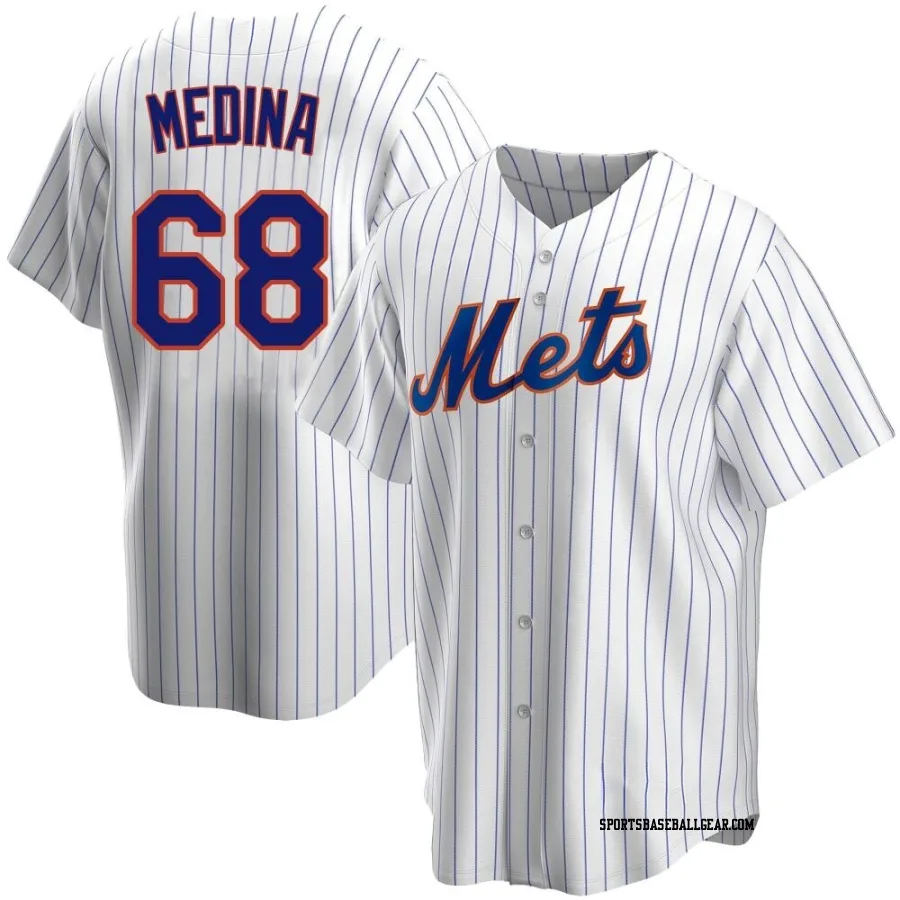 Adonis Medina Men's New York Mets White Replica Home Jersey