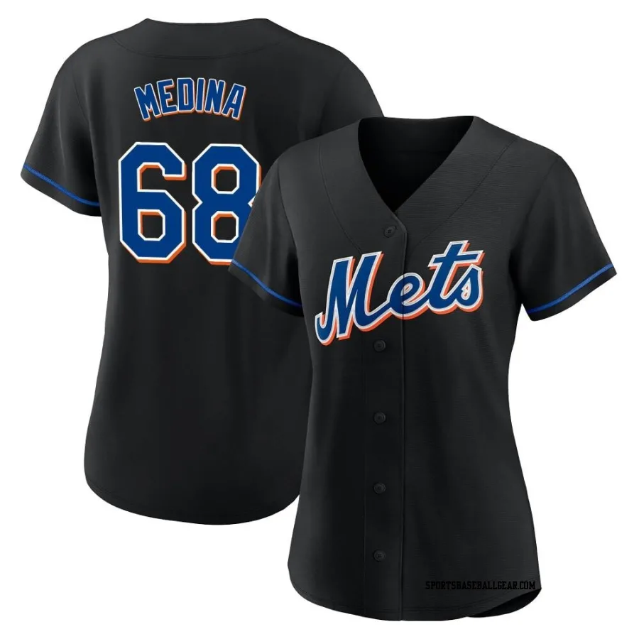 Adonis Medina Women's New York Mets Black Replica 2022 Alternate Jersey