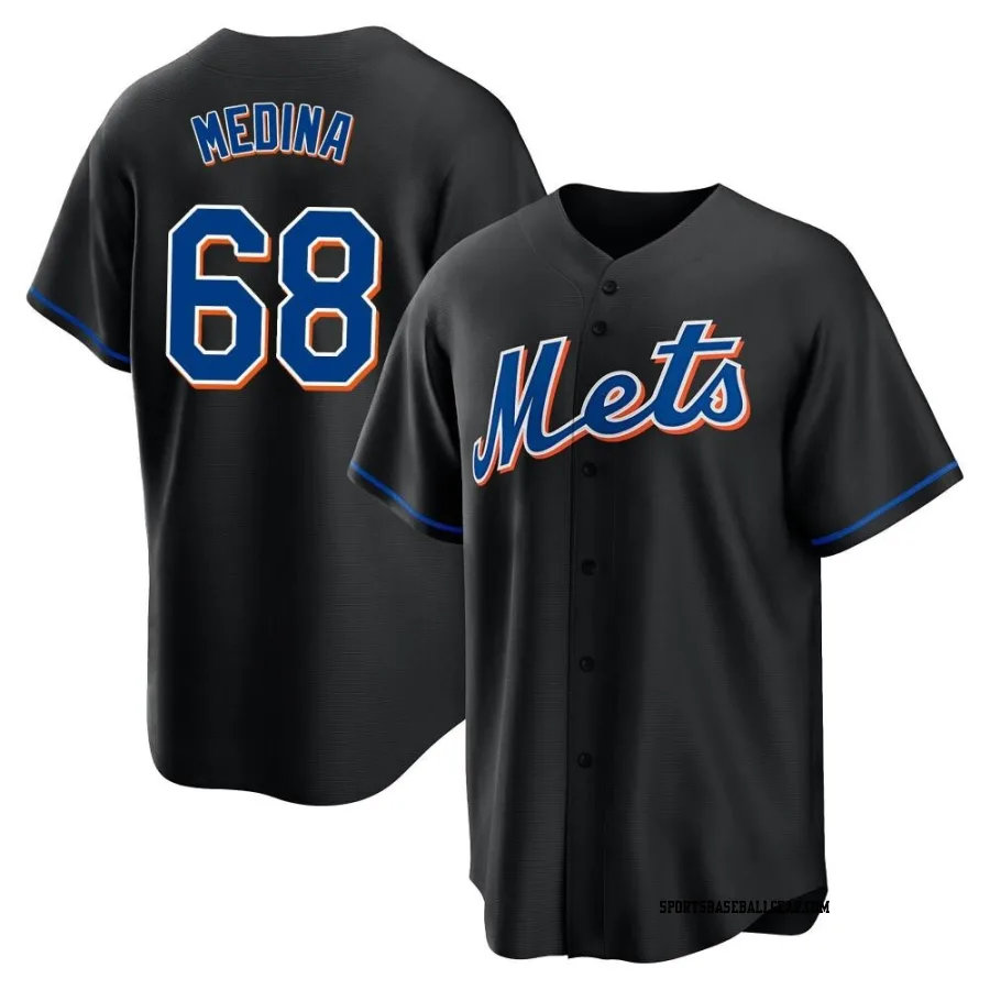 Adonis Medina Youth New York Mets Black Replica 2022 Alternate Jersey