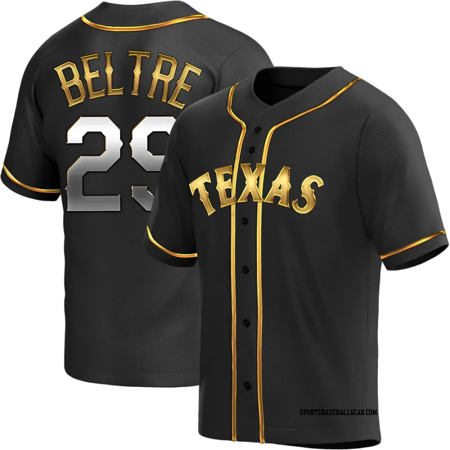 Adrian Beltre Men's Texas Rangers Black Golden Replica Alternate Jersey