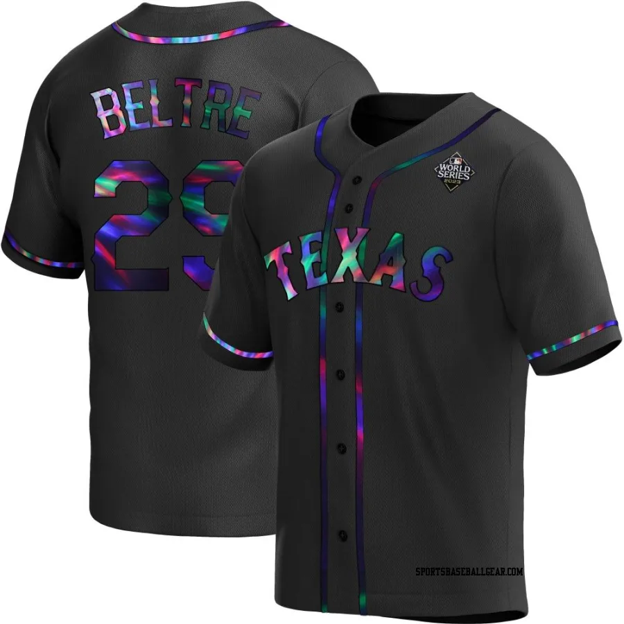 Adrian Beltre Men's Texas Rangers Black Holographic Replica Alternate 2023 World Series Jersey