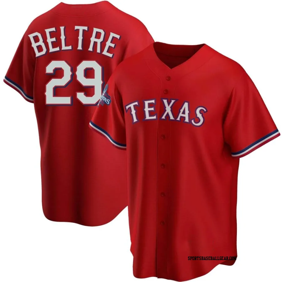 Adrian Beltre Men's Texas Rangers Red Replica Alternate 2023 World Series Champions Jersey