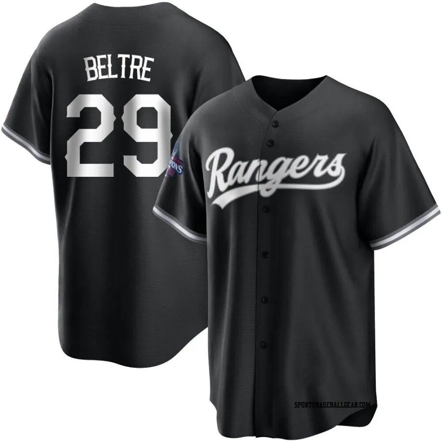 Adrian Beltre Men's Texas Rangers White Replica Black 2023 World Series Champions Jersey