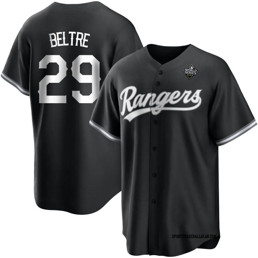 Adrian Beltre Men's Texas Rangers White Replica Black 2023 World Series Jersey