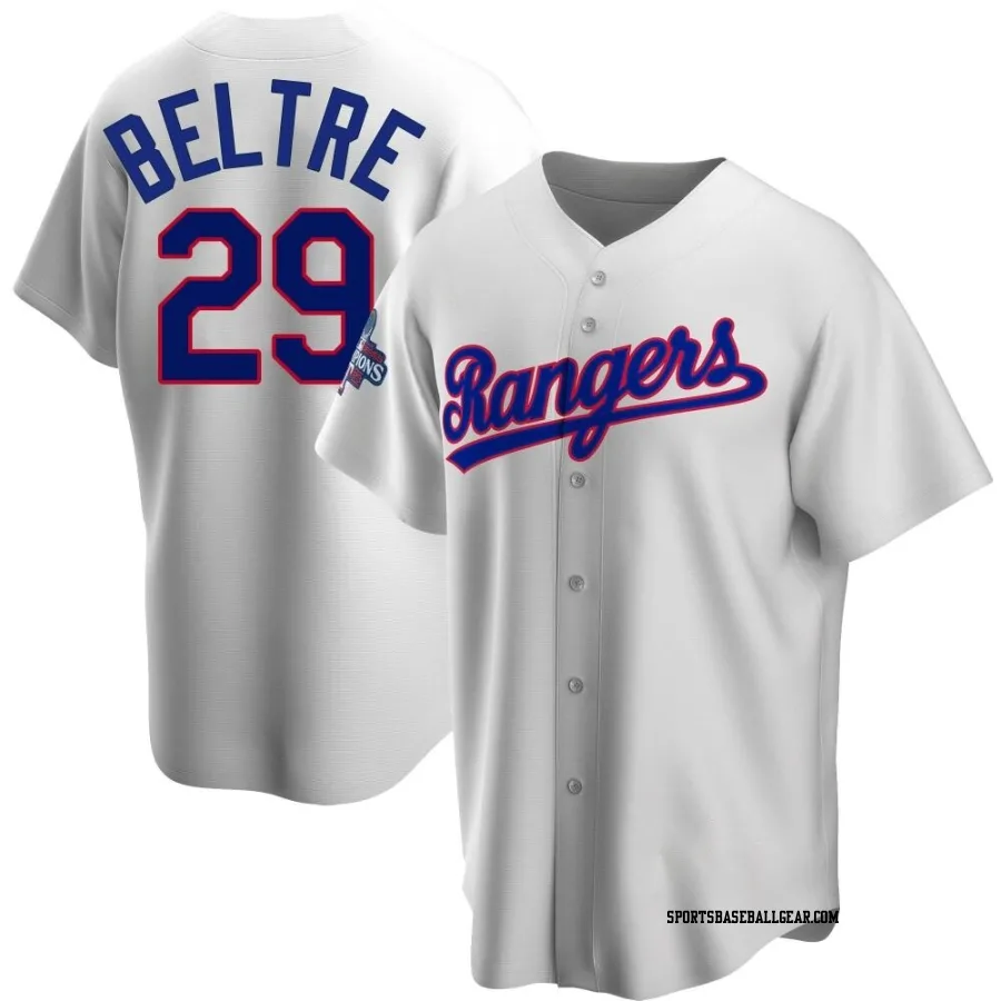 Adrian Beltre Men's Texas Rangers White Replica Home Cooperstown Collection 2023 World Series Champions Jersey