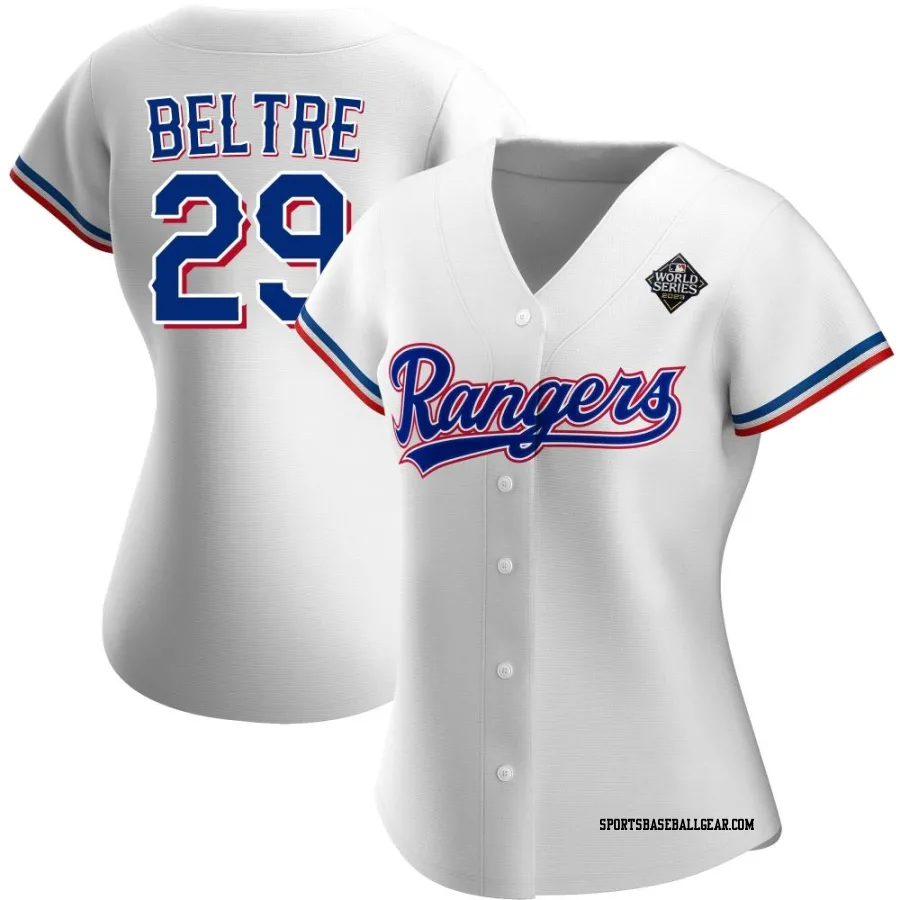 Adrian Beltre Women's Texas Rangers White Replica Home 2023 World Series Jersey