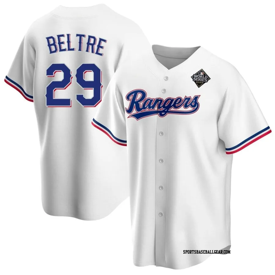 Adrian Beltre Youth Texas Rangers White Replica Home 2023 World Series Jersey