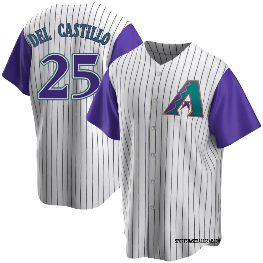 Adrian Del Castillo Men's Arizona Diamondbacks Cream/Purple Replica Alternate Cooperstown Collection Jersey