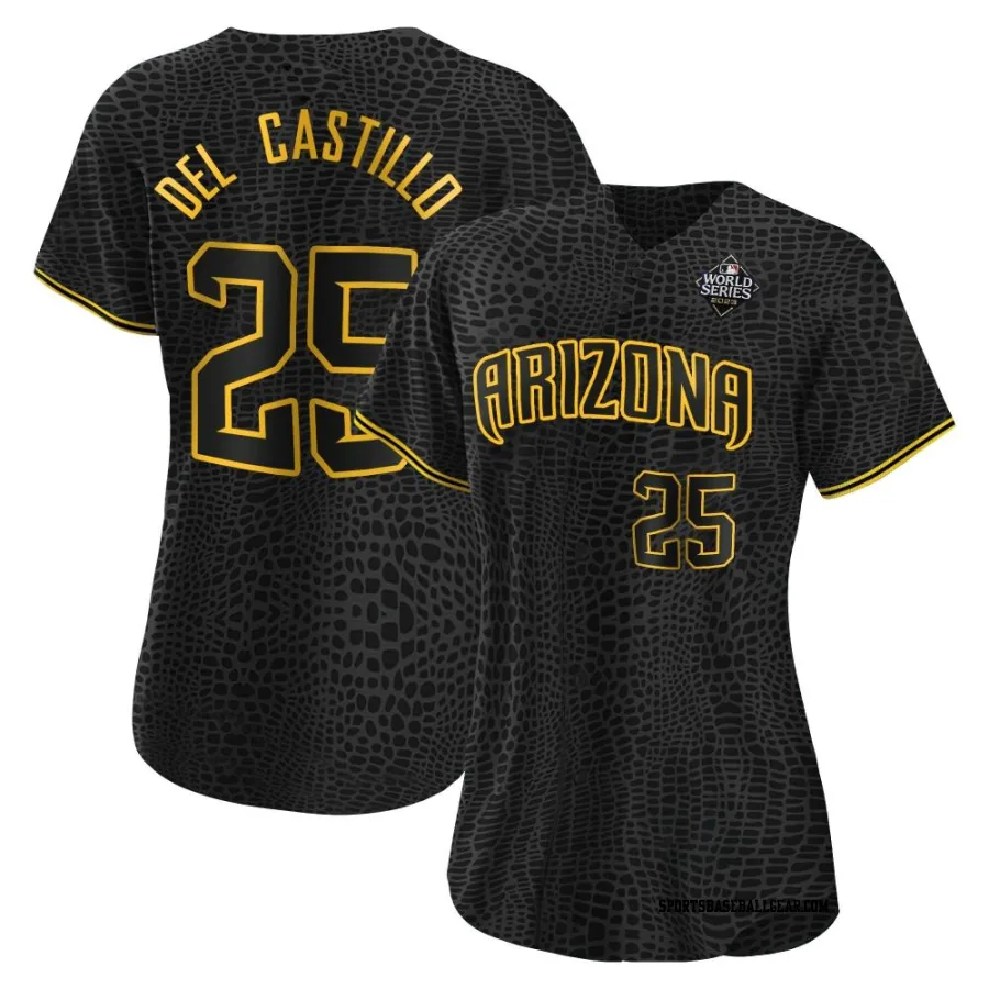 Adrian Del Castillo Women's Arizona Diamondbacks Black Authentic Snake Skin City 2023 World Series Jersey