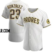 Adrian Gonzalez Men's San Diego Padres White/Brown Authentic Home Jersey