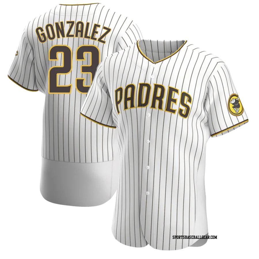 Adrian Gonzalez Men's San Diego Padres White/Brown Authentic Home Jersey