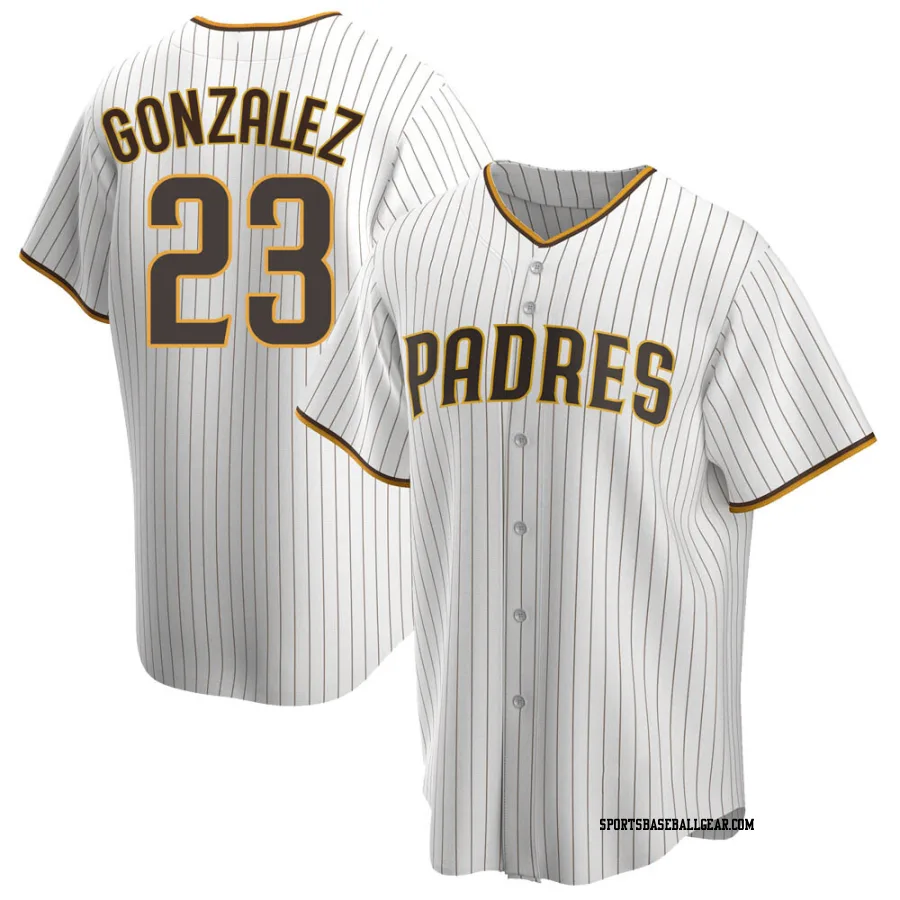 Adrian Gonzalez Men's San Diego Padres White/Brown Replica Home Jersey