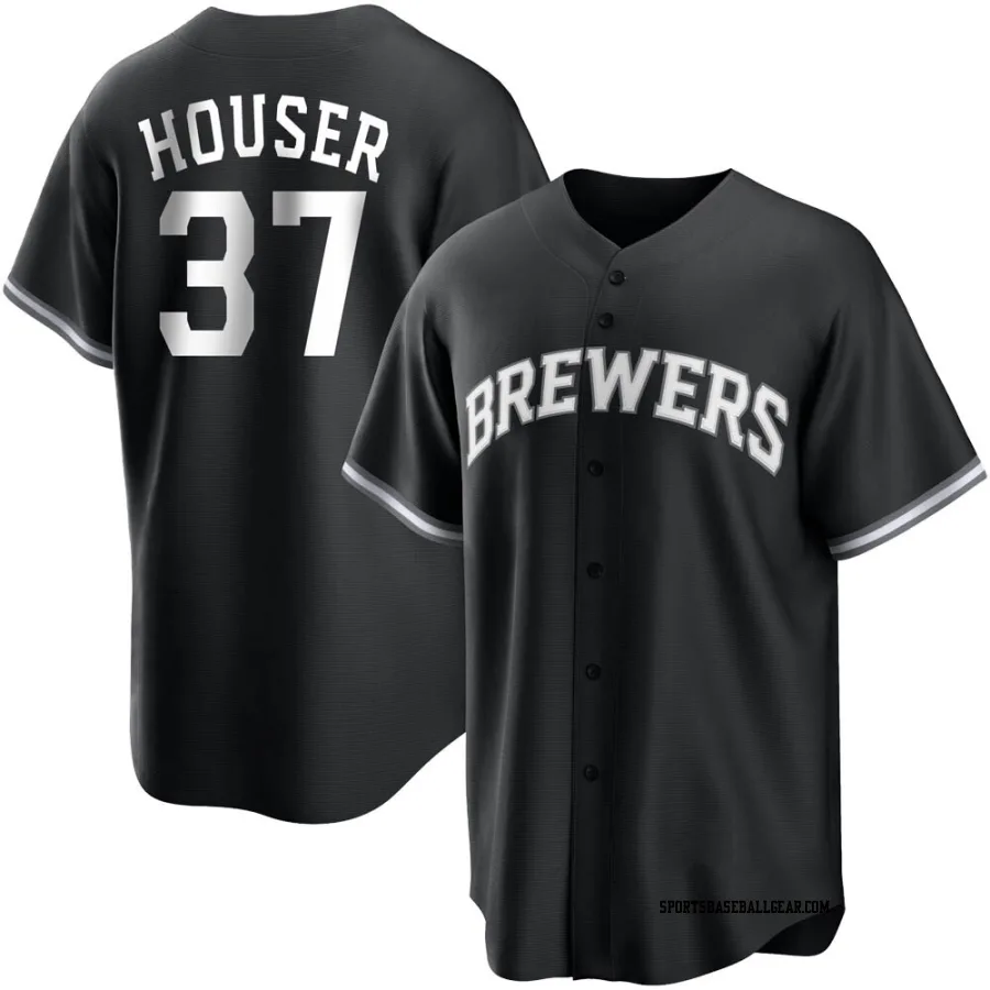 Adrian Houser Men's Milwaukee Brewers Black/White Replica Jersey