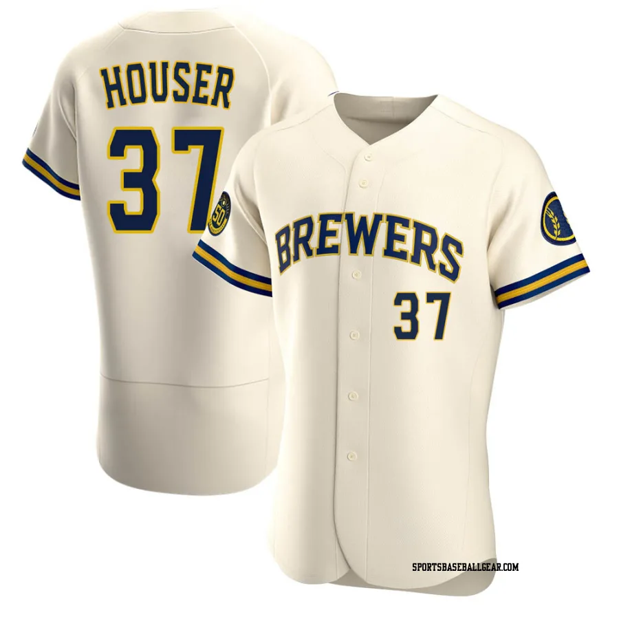 Adrian Houser Men's Milwaukee Brewers Cream Authentic Home Jersey