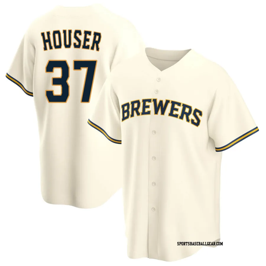 Adrian Houser Men's Milwaukee Brewers Cream Replica Home Jersey