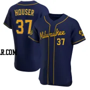 Adrian Houser Men's Milwaukee Brewers Navy Authentic Alternate Jersey