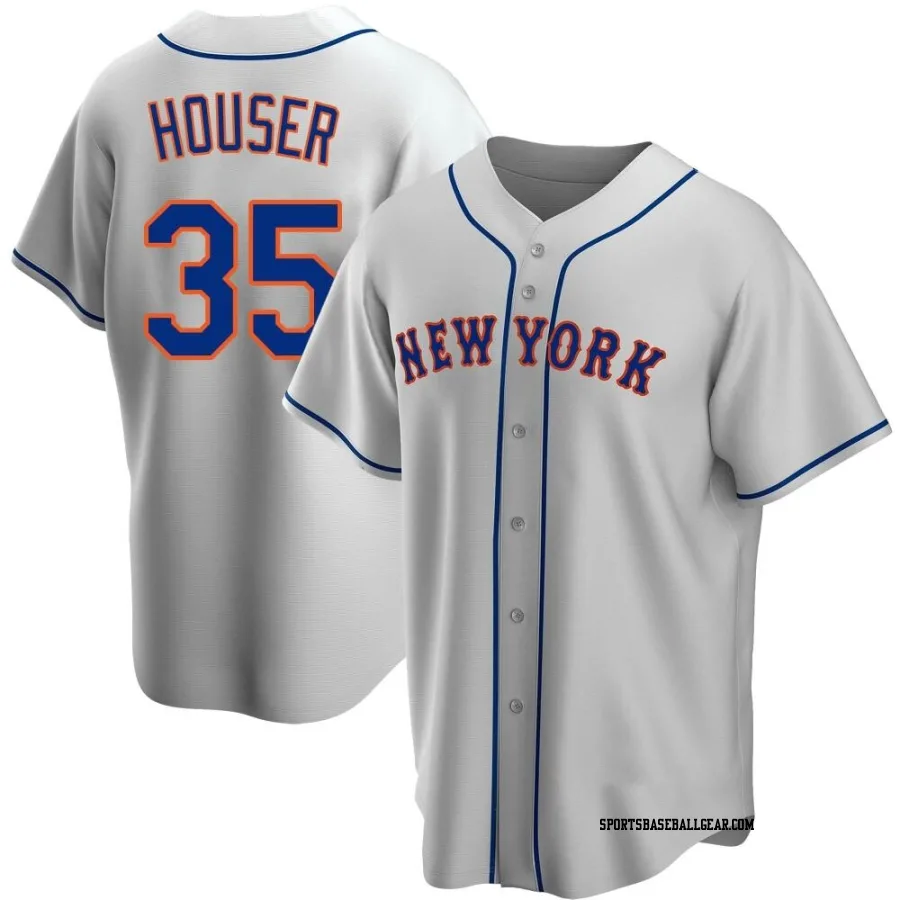 Adrian Houser Men's New York Mets Gray Replica Road Jersey