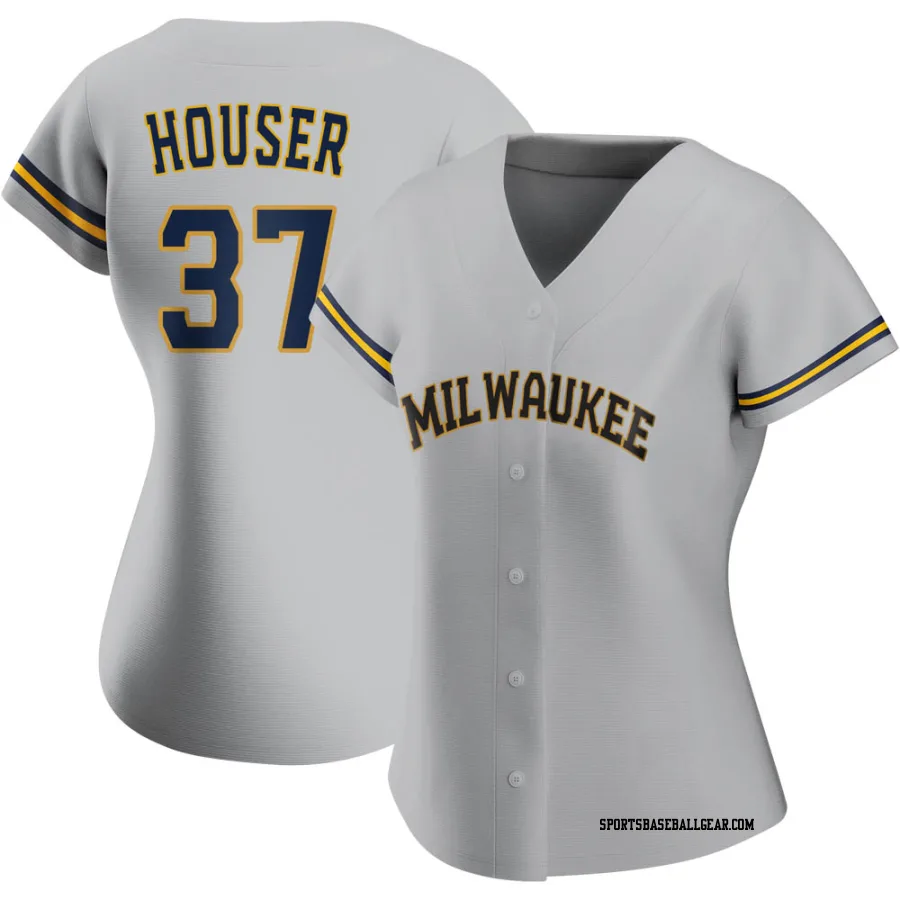 Adrian Houser Women's Milwaukee Brewers Gray Authentic Road Jersey