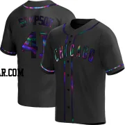 Adrian Sampson Men's Chicago Cubs Black Holographic Replica Alternate Jersey