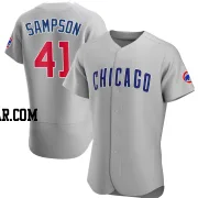 Adrian Sampson Men's Chicago Cubs Gray Authentic Road Jersey