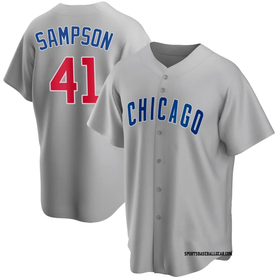 Adrian Sampson Men's Chicago Cubs Gray Replica Road Jersey