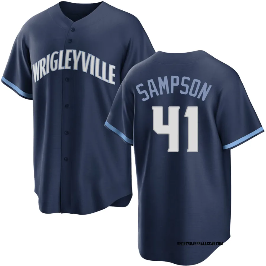 Adrian Sampson Men's Chicago Cubs Navy Replica 2021 City Connect Jersey