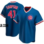 Adrian Sampson Men's Chicago Cubs Royal Replica Road Cooperstown Collection Jersey