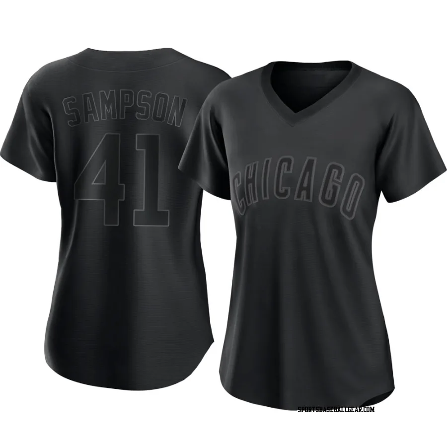 Adrian Sampson Women's Chicago Cubs Black Replica Pitch Fashion Jersey