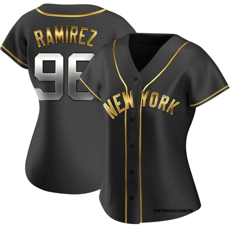 Agustin Ramirez Women's New York Yankees Black Golden Replica Alternate Jersey