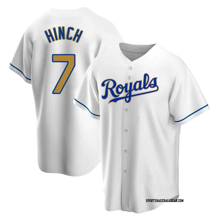 A.j. Hinch Men's Kansas City Royals Gold Replica White Home Jersey