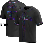 A.J. Minter Men's Atlanta Braves Black Holographic Replica Alternate Jersey