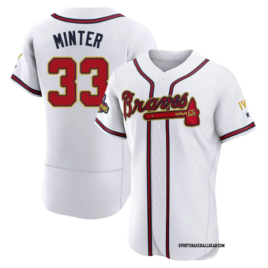 A.J. Minter Men's Atlanta Braves Gold Authentic White 2022 Program Jersey