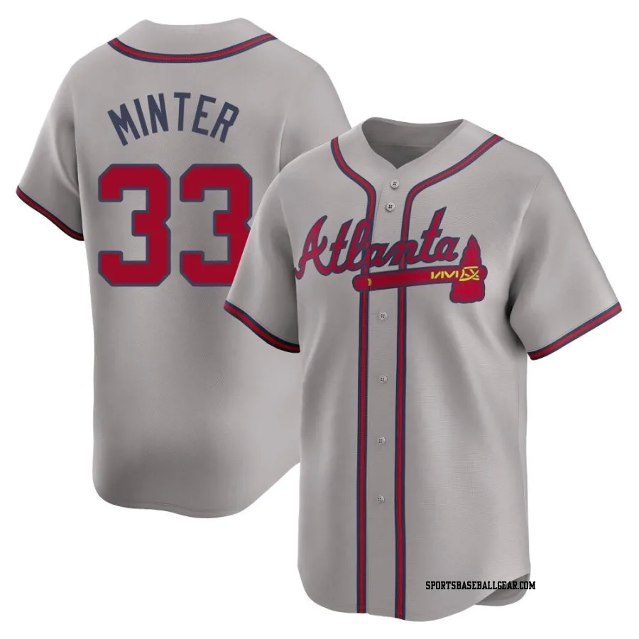 A.J. Minter Men's Atlanta Braves Gray Limited Away Jersey