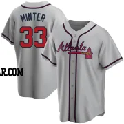 A.J. Minter Men's Atlanta Braves Gray Replica Road Jersey