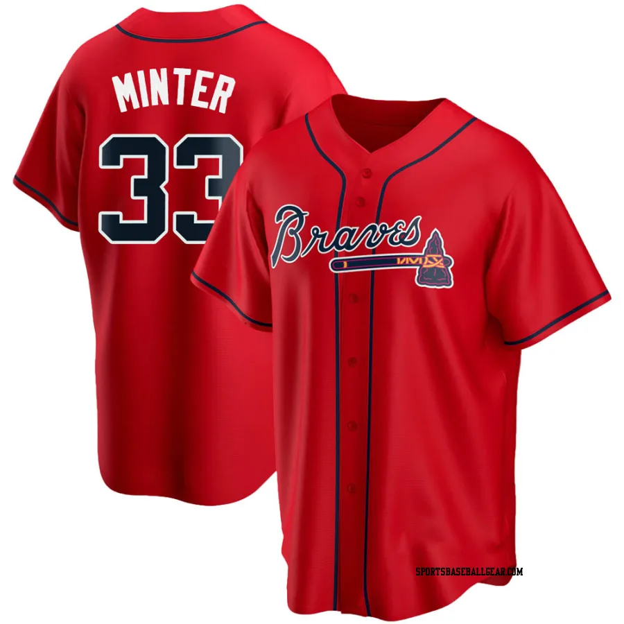 A.J. Minter Men's Atlanta Braves Red Replica Alternate Jersey