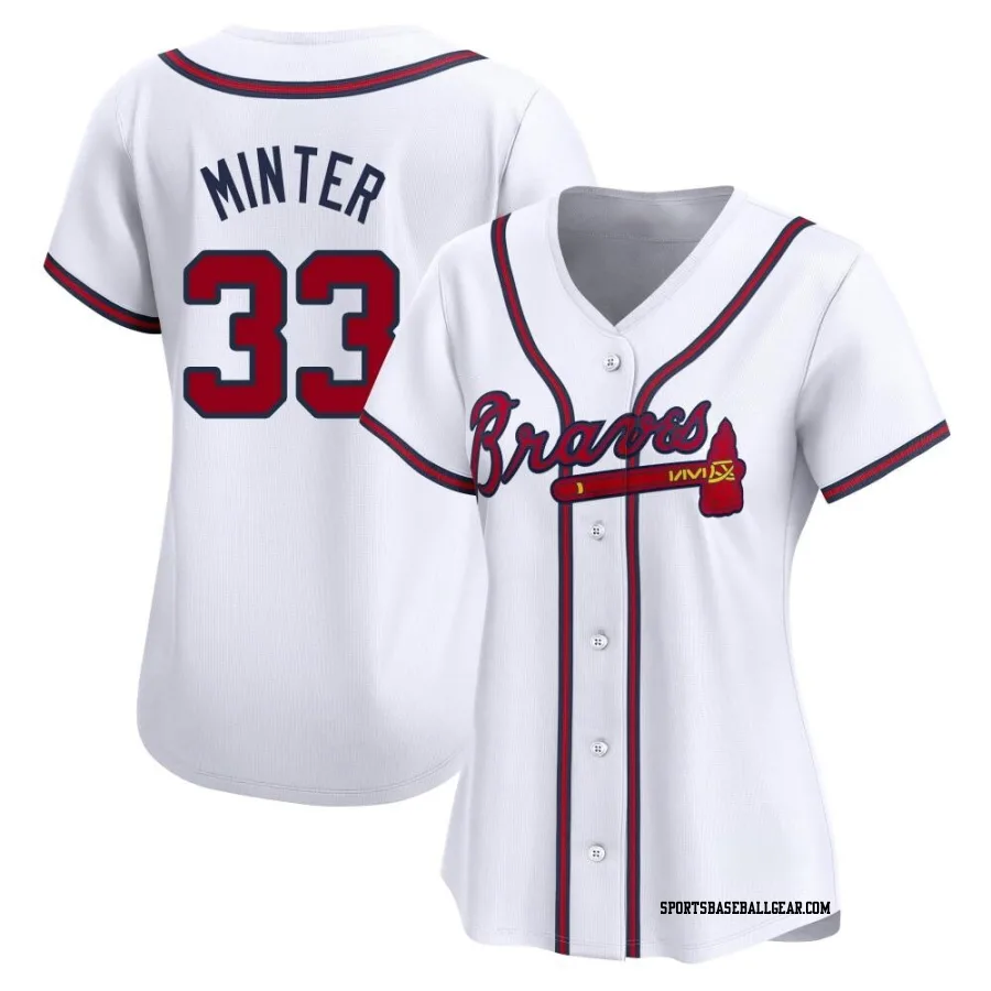 A.J. Minter Women's Atlanta Braves White Limited Home Jersey