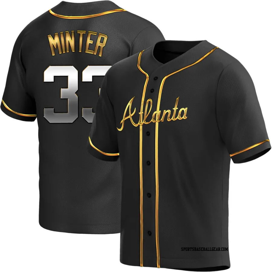 A.J. Minter Youth Atlanta Braves Black Golden Replica Alternate Jersey